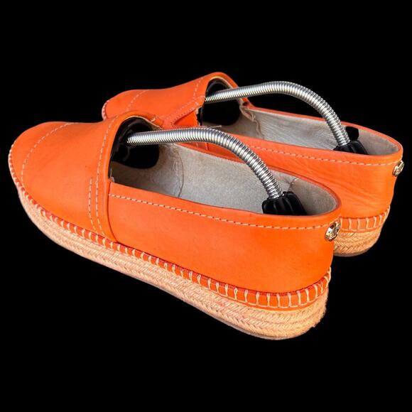 a.M Women's Size 9 Orange Leather Espadrilles Flats Mexico Comfort Casual - Picture 3 of 14
